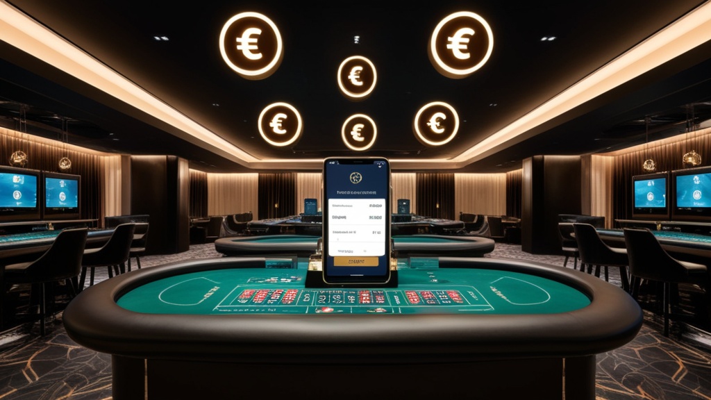 Donkere casino-omgeving met betaaliconen en een stortingsbevestiging op smartphone