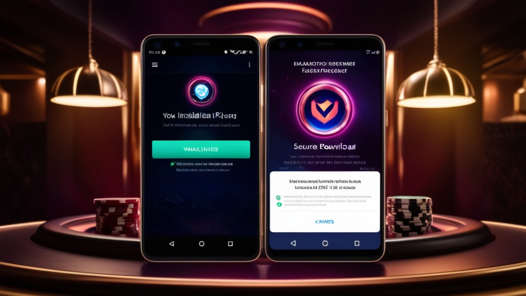 Android-scherm met installatie van een Spinmaya APK in een casino-achtige sfeer